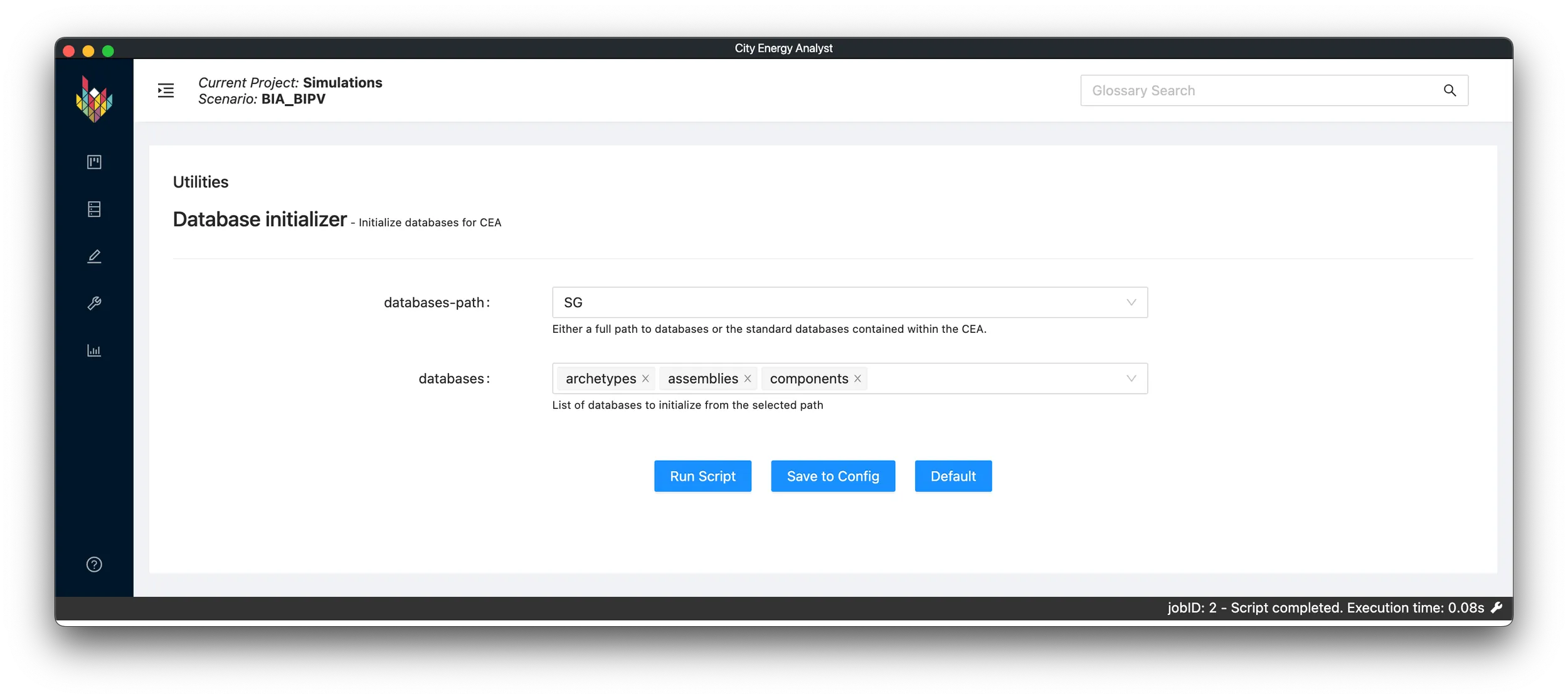  Fig.cea-s-01-06 presents an examplary setting on CEA Dashboard to link the correct database to the new scenario we have just created. 