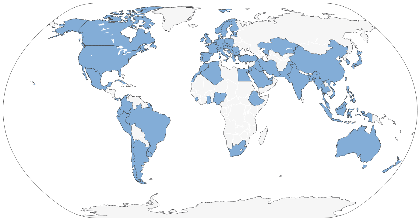 World map showing CEA download distribution